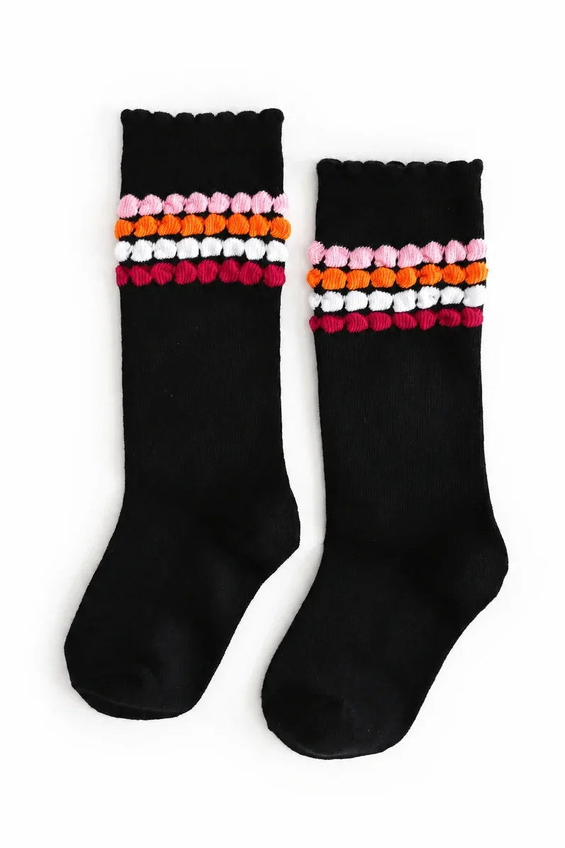 October Bubble Stripe Knee High Socks