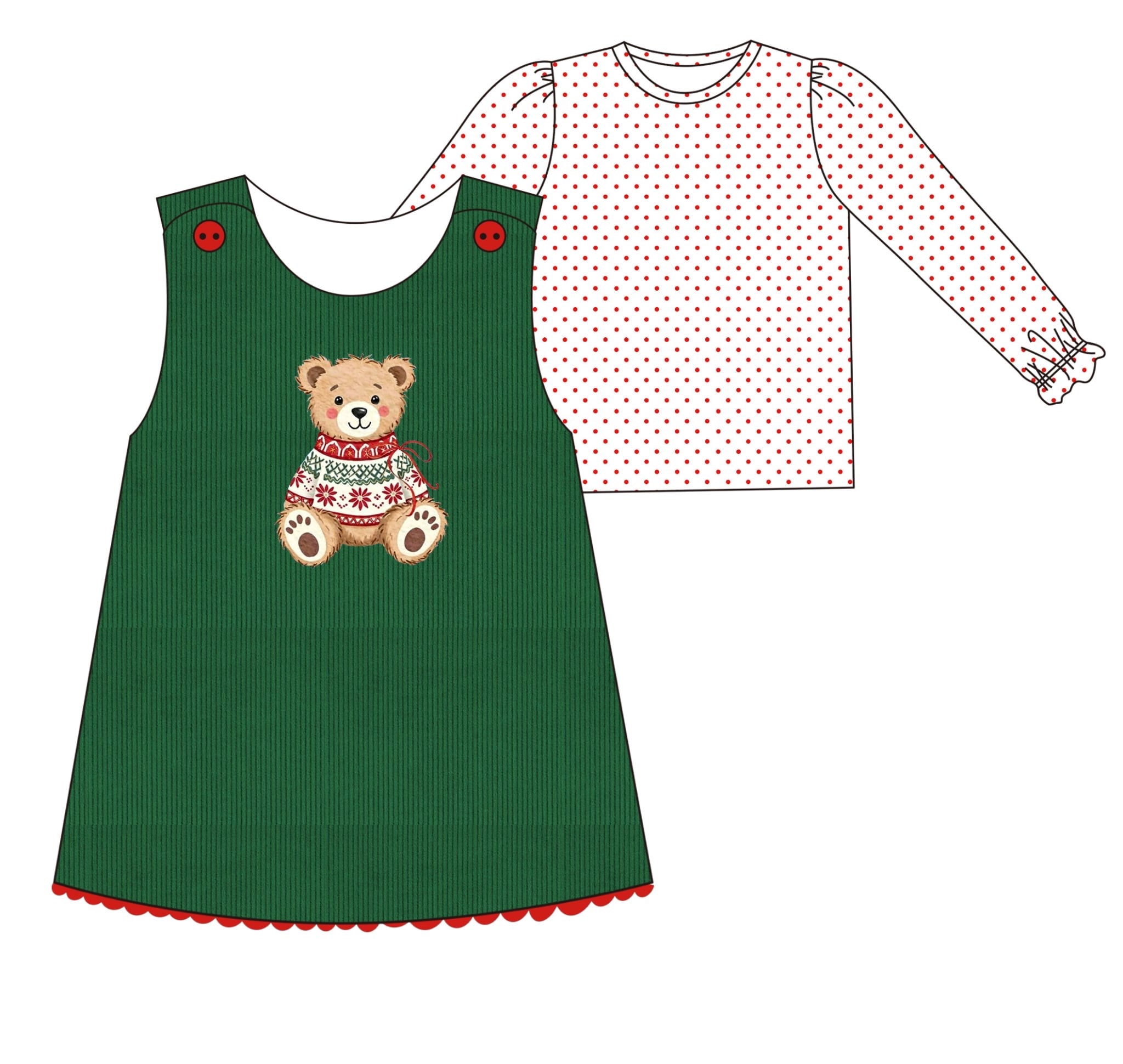 Cardigan Bear Dress & Undershirt
