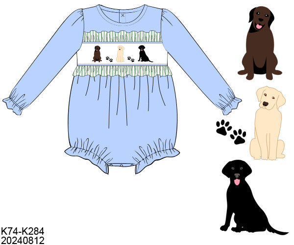 PO31: SMOCKED PUPS GIRL BUBBLE