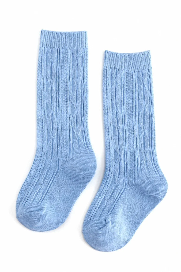 Solid Cable Knit Knee High Socks