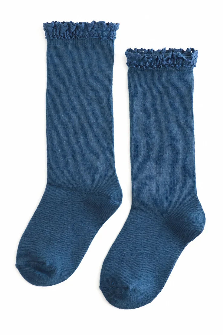 Solid Lacetop Knee Socks