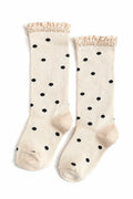 Vanilla Dot Lace Top Knee High Socks