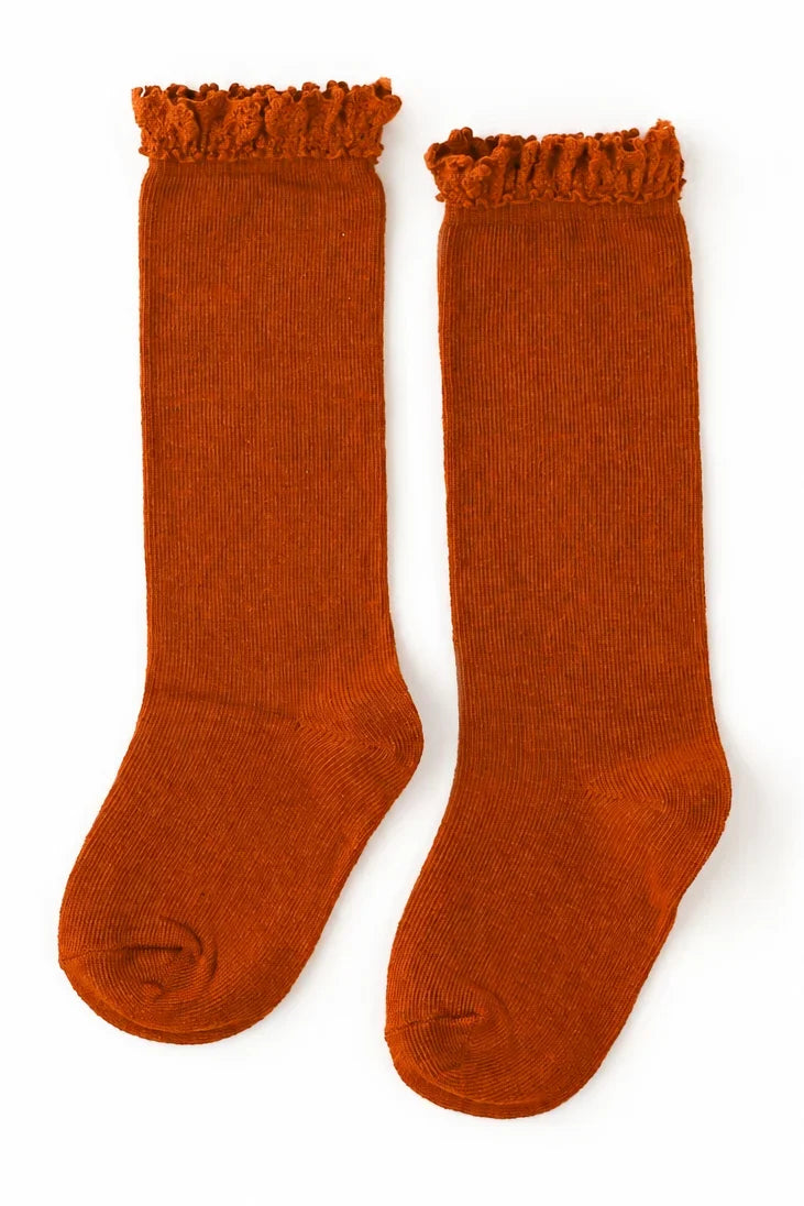 Solid Lacetop Knee Socks