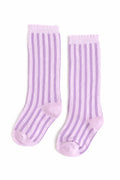 Lilac Striped Scalloped Knee High