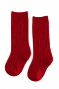 Solid Cable Knit Knee High Socks