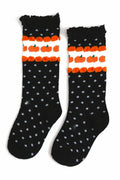 Pumpkin Dot Lace Top Knee High Socks