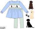 PO31: SMOCKED PUPS GIRL PANT SET