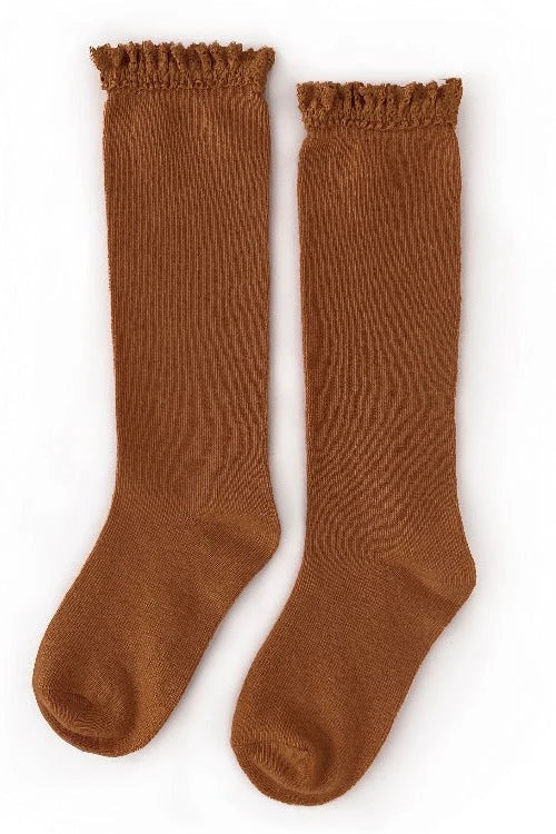 Solid Lacetop Knee Socks
