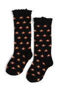 Black Floral Lace Top Knee High Socks