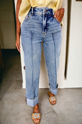 Myosotis Center Seam Cuffed Hem
Straight High Waist Jeans