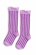 Purple Striped Lace Top Knee High