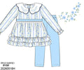 PO31: GIRL'S ONLY BLUE EMBROIDERED ROSE PANT SET