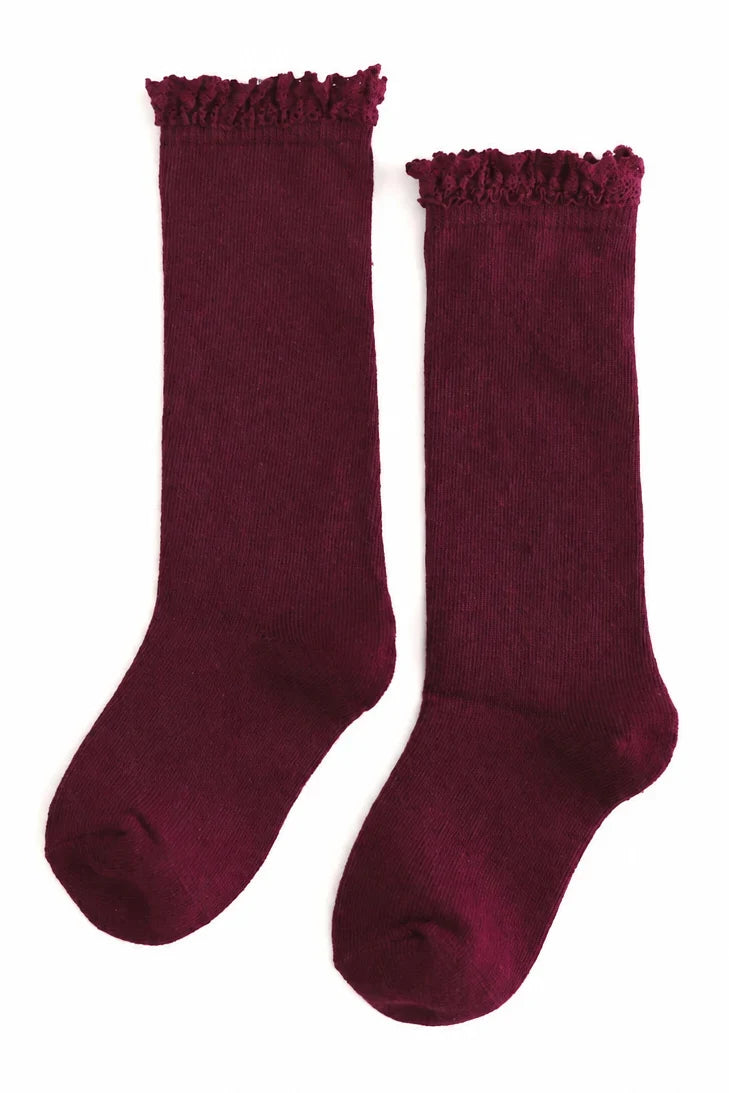 Solid Lacetop Knee Socks