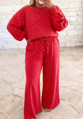 Red polka dot drawstring wide leg set
